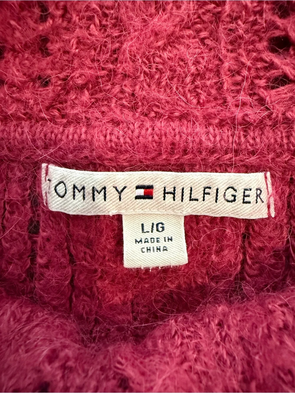 Tommy Hilfiger Raspberry Cable Knit Cowl Neck Sweater